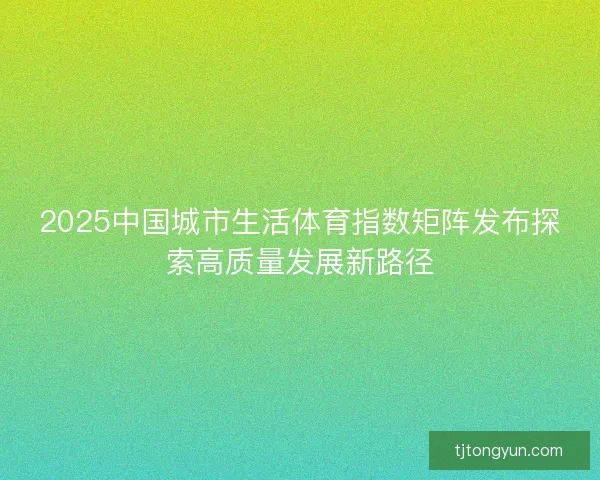 2025中国城市生活体育指数矩阵发布探索高质量发展新路径
