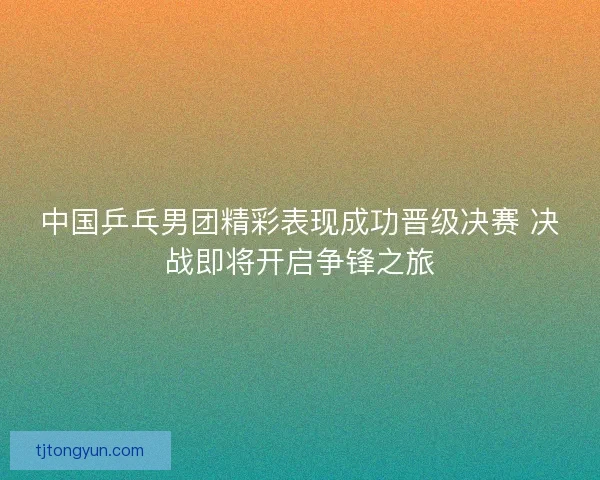 中国乒乓男团精彩表现成功晋级决赛 决战即将开启争锋之旅