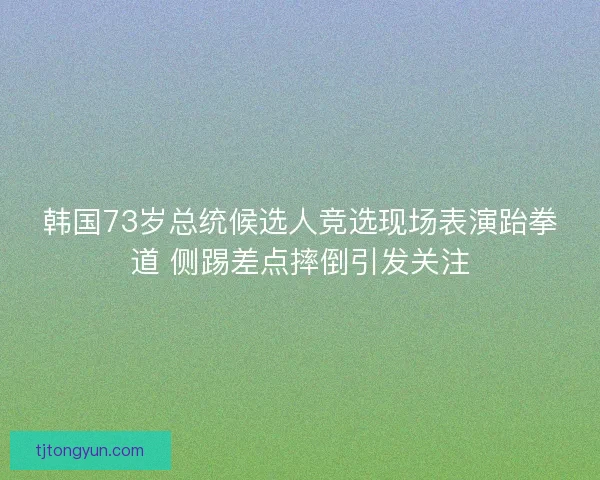 韩国73岁总统候选人竞选现场表演跆拳道 侧踢差点摔倒引发关注