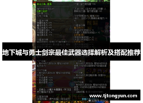 地下城与勇士剑宗最佳武器选择解析及搭配推荐
