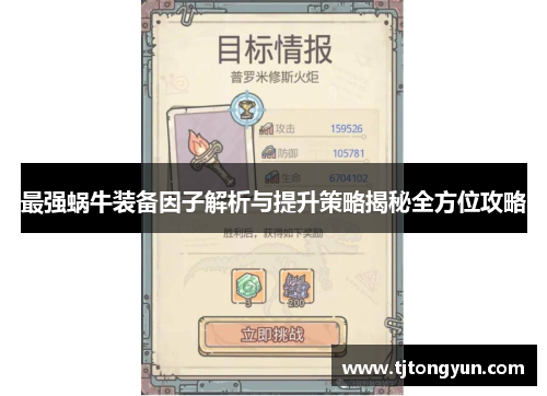 最强蜗牛装备因子解析与提升策略揭秘全方位攻略